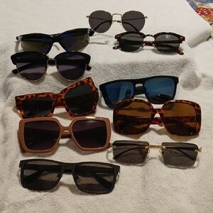 Amazon Women 10 Sunglasses Lot - Tortoiseshell, Black, Blue, Brown, Gold Frames